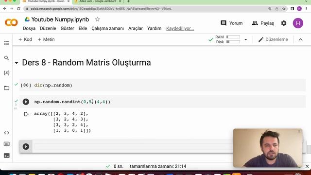 8 - Numpy Random - Rastegel Matris Oluşturma смотреть онлайн