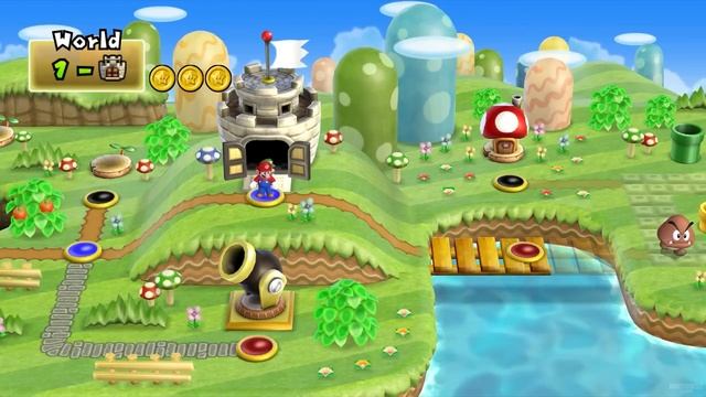 New Super Mario Bros Wii Co-Op Walkthrough - World 1 (2 Player) смотреть онлайн