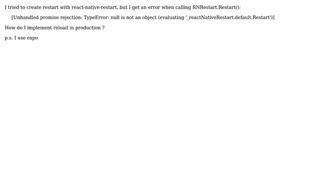 How to implement reload app in react native expo (production)? смотреть онлайн