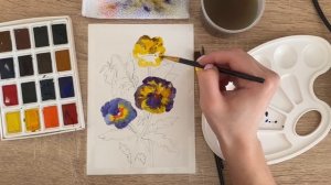 Как нарисовать анютины глазки карандашом и акварелью начинающим | Рисунок для детей