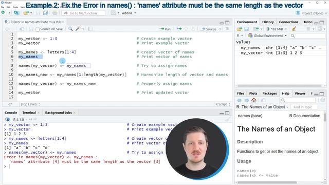 R Error : ‘names’ attribute must be the same length as the vector | Reproduce & Debug Error Message смотреть онлайн