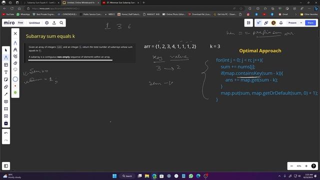08. Subarray Sum Equals K | Brute Optimal Using HashMap | Java | смотреть онлайн