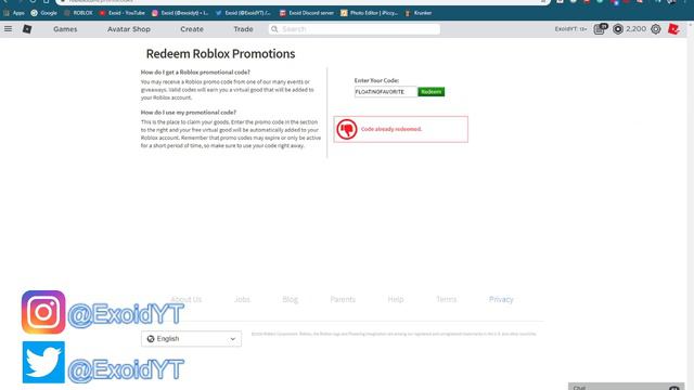 EVERY *NEW* ROBLOX INSTAGRAM PROMO CODES! INSTAGRAM ROBLOX EVENT CODES! [Roblox] смотреть онлайн