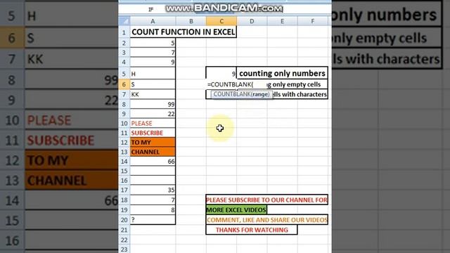 counting empty cells/ COUNTBLANK FUNCTION IN EXCEL смотреть онлайн