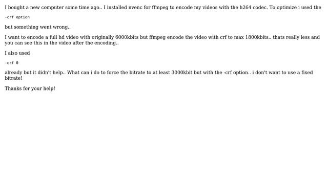 Unix & Linux: ffmpeg: nvenc mit crf option - very low bitrate смотреть онлайн
