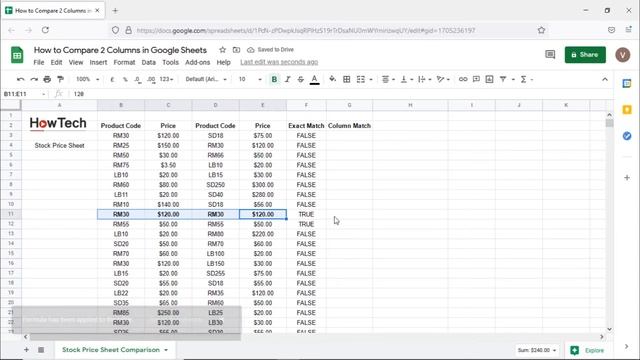 How to Compare Two Columns in Google Sheets Using the COUNTIF Function смотреть онлайн