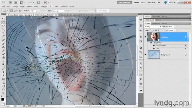 6 Creating a reflection in shattered glass RUS смотреть онлайн