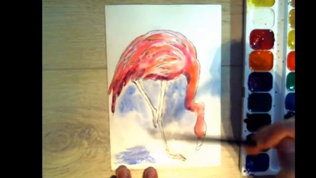 Скетч фламинго. Flamingo sketch. Как нарисовать фламинго акварелью. Акварельная иллюстрация смотреть онлайн