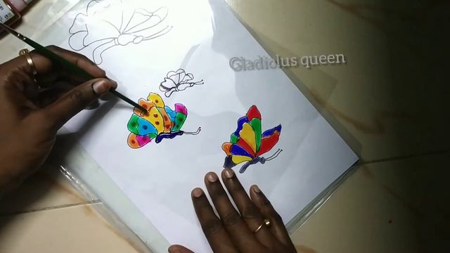 Cute glass painting on OHP sheet//Butterfly drawing by both hands//OHP sheet glass painting//DIY/#0 смотреть онлайн
