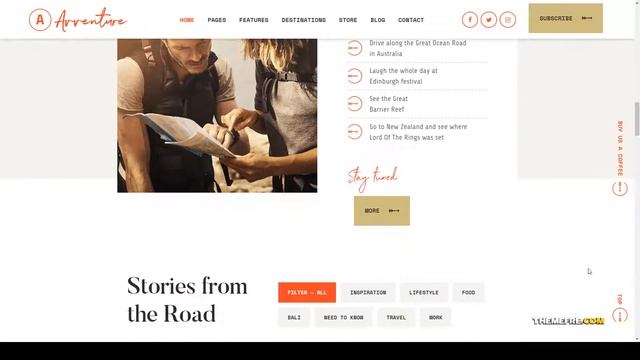 Avventure Personal Travel and Lifestyle Blog WordPress Theme blog journey Kizaki смотреть онлайн