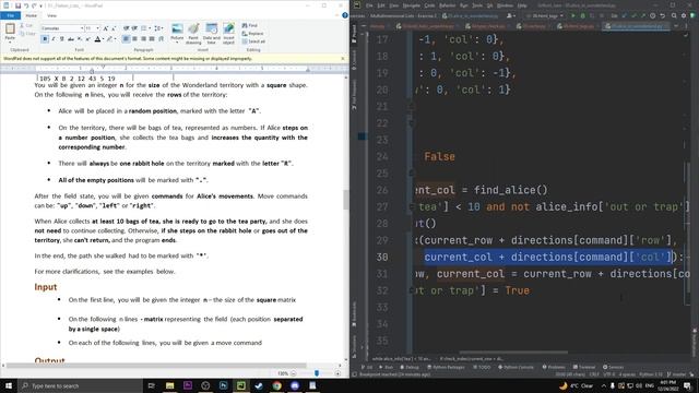 Python Advanced (matrix) - 05.alice_in_wonderland СофтУни смотреть онлайн