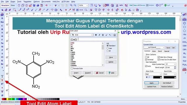 Menggambar Gugus Fungsi Tertentu dengan Tool Edit Atom Label di Chemsketch смотреть онлайн