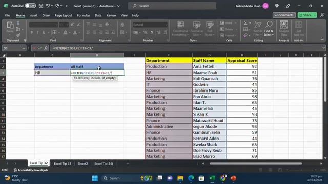 Excel Trick For HR professionals | How to use the Filter Function смотреть онлайн