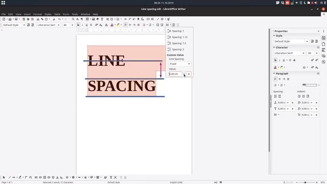How to change line spacing in LibreOffice Writer смотреть онлайн