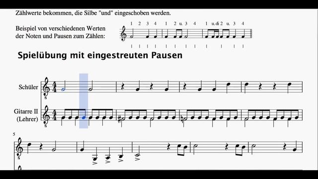 Guitar School, Book 1A, P.11, Piece with quarter rests in C, Guitar Duo, Heinrich Albert (1870 1950