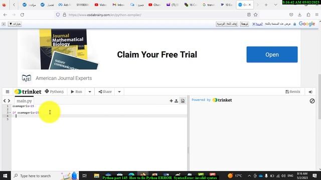 Python part 146 How to fix Python ERROR SyntaxError: invalid syntax by Eng. Osama Ghandour смотреть онлайн