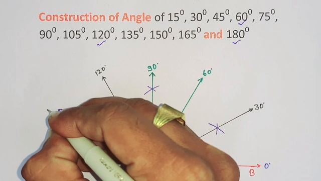 construction of angle of 15, 30, 45, 60, 75, 90, 105, 120, 135, 150, 165 and 180 degree смотреть онлайн