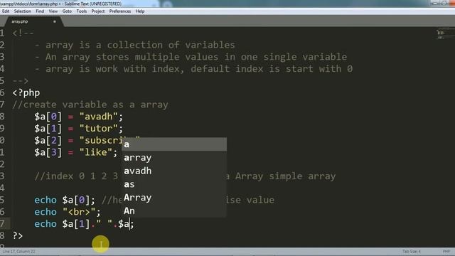 how to create php array | php array() | types of array in php | php tutorial | avadh tutor смотреть онлайн