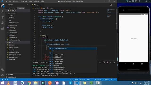 Activity indicator with full example in React Native by TechWithYasir смотреть онлайн