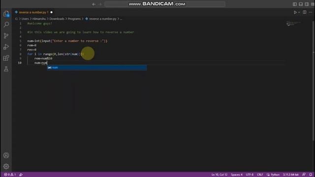 How to reverse a number in python(Beginners tutorial ) смотреть онлайн