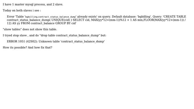 MySQL master slave "table already exists" but table not exists (2 Solutions!!) смотреть онлайн