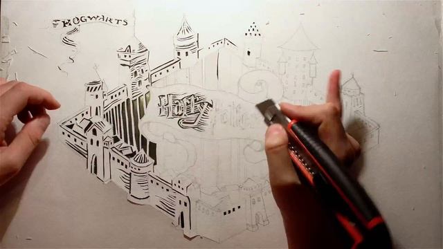 Гарри Поттер. Логотип, вырезанный из бумаги / Harry Potter. Logo cut-out in 4K resolution (ultra HD смотреть онлайн