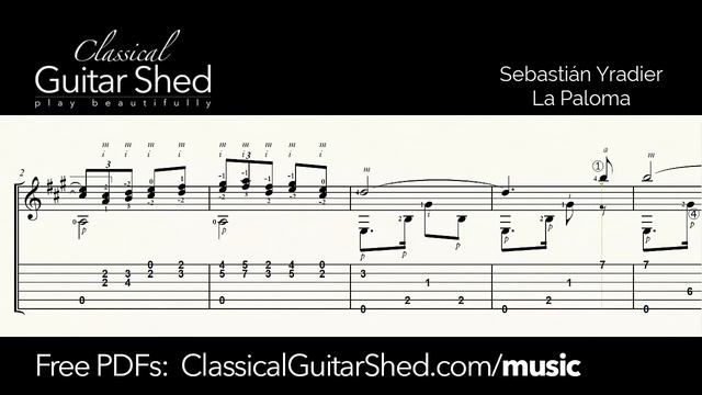 Yradier: La Paloma - Free Guitar Sheet Music