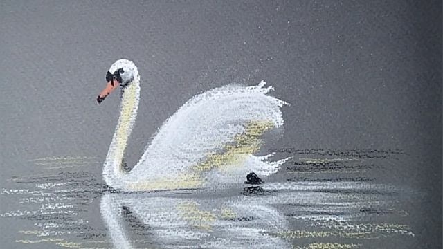 Белая лебедушка. Рисунок сухой пастелью на тонированной бумаге. смотреть онлайн