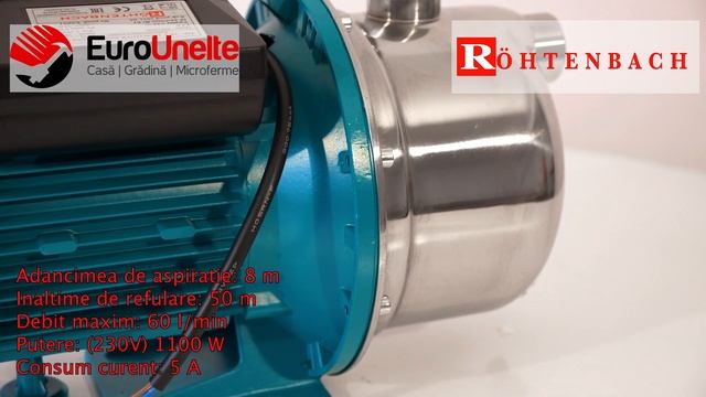 POMPA HIDROFOR ROHTENBACH JET 1000 INOX, 1.1KW, DEBIT 60L/MIN, H REFULARE 50M, RACORD 1 TOL смотреть онлайн