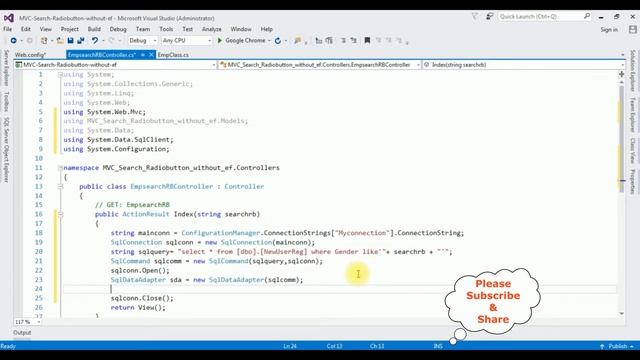 mvc search data radio buttons c#4.6 without using Entity framework смотреть онлайн