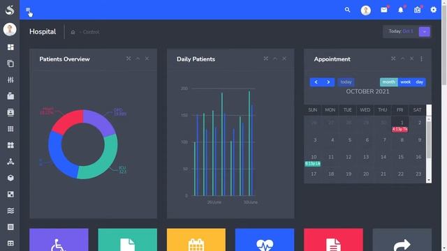 Hospital Dashboard Ui Bootstrap Admin Template with Dark Theme смотреть онлайн