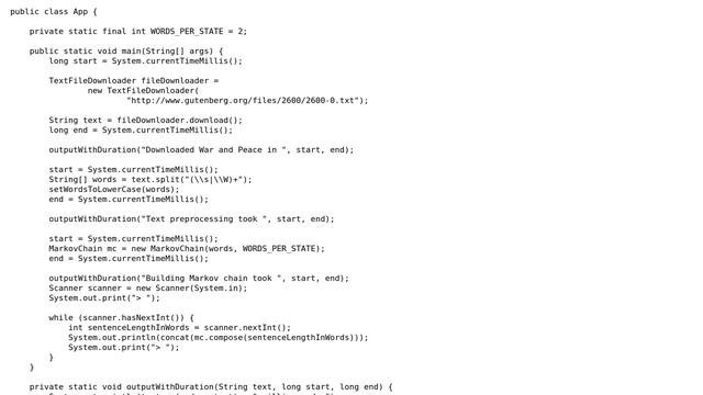 Code Review: Generating text from a Markov chain in Java смотреть онлайн