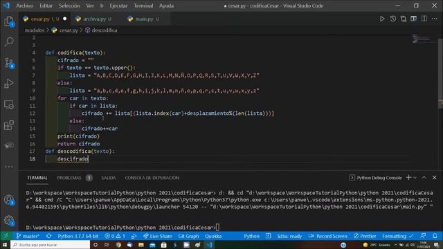 40 Cifrado cesar con Python y grabando los datos con libreria pickle смотреть онлайн