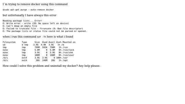 Ubuntu: Errror when uninstalling Docker смотреть онлайн