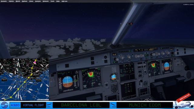 IVAO I Полёт из Барселоны в Мюнхен. Prepar3D A320 IFR flight LEBL-EDDM смотреть онлайн