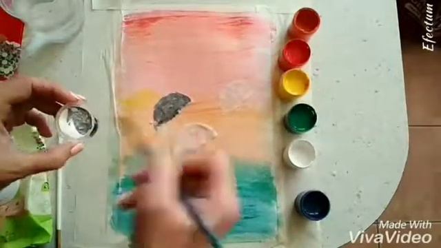 Дельфины на закате. Рисование ватными дисками смотреть онлайн