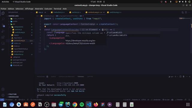 REACT Context : Creation d'un systeme de changement de langue. смотреть онлайн