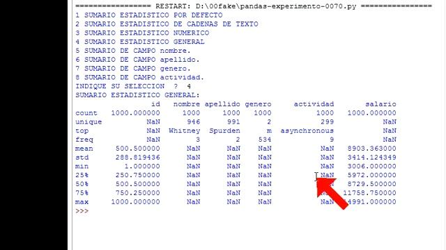 PYTHON PANDAS 00004 2 estadisticas con METODO DESCRIBE смотреть онлайн