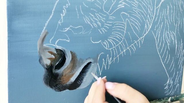 как нарисовать лошадь акрилом часть 1 - нос. смотреть онлайн