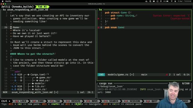 Stream archive: Creating an Axum + Rust course - responding with JSON (2023-09-01) смотреть онлайн