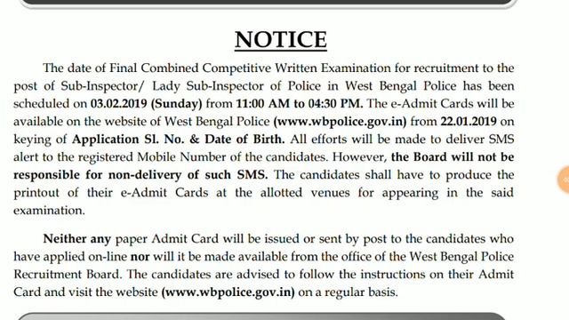 WEST BENGAL POLICE SUB INSPECTOR//ADMIT CARD OUT//IMPORTANT SUGGESTION REGARDING EXAM DATE смотреть онлайн