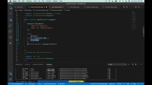 Laravel User Management Part 2 - Form Validation, Try Catch, Database Transaction смотреть онлайн
