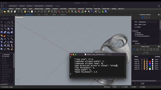 Oval Cabochon Ring 3D model with Python programming language | CAD Rinoceros3D and Python Script смотреть онлайн