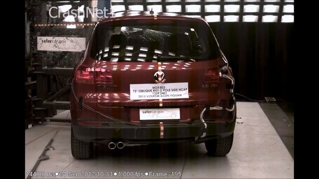 VW Tiguan | 2013 | Pole Crash Test | NHTSA High Speed Camera | CrashNet1