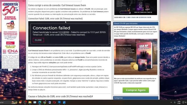 COMO CORRIGIR O ERRO CURL ERROR CODE 28 FIVEM смотреть онлайн