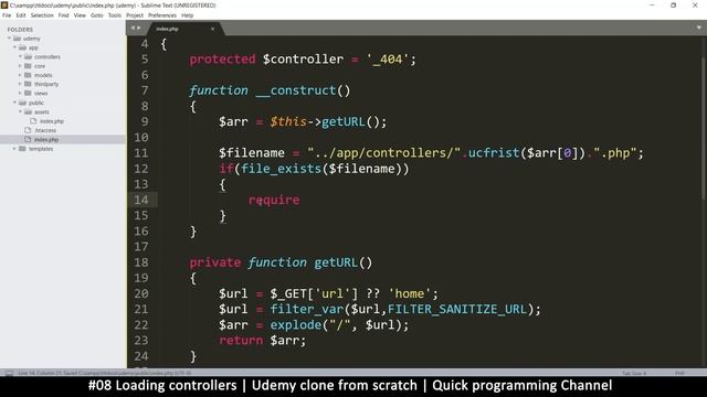 #08 Loading controllers | Udemy clone from scratch in php | Quick programming tutorial смотреть онлайн