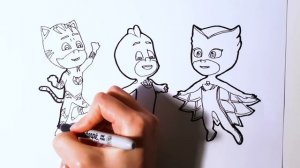 PJ MASKS Amaya Conor Greg Transform into Owelette Catboy Gekko Coloring Pages Animation Videos