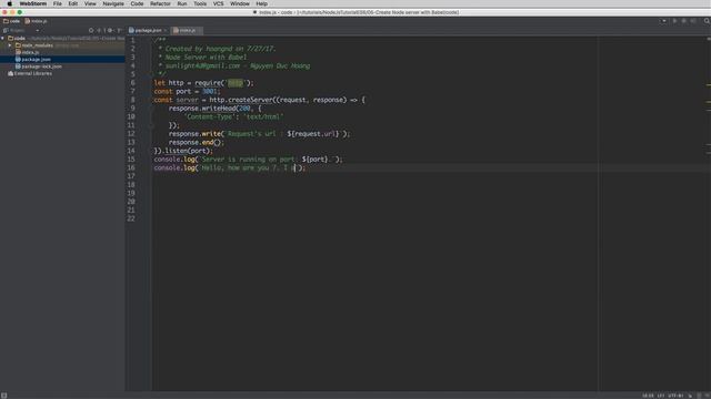 lession 05 Create Node server with Babel ES6 смотреть онлайн