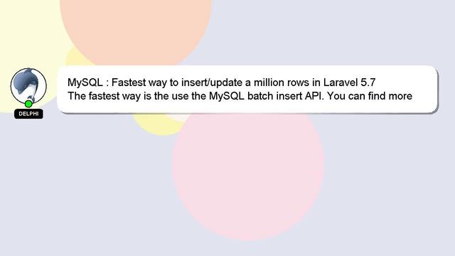 MySQL : Fastest way to insert/update a million rows in Laravel 5.7 смотреть онлайн