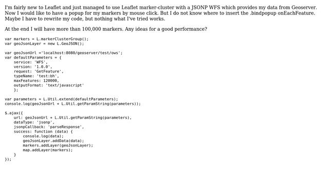 GIS: Leaflet marker cluster from JSONP WFS + Popups смотреть онлайн